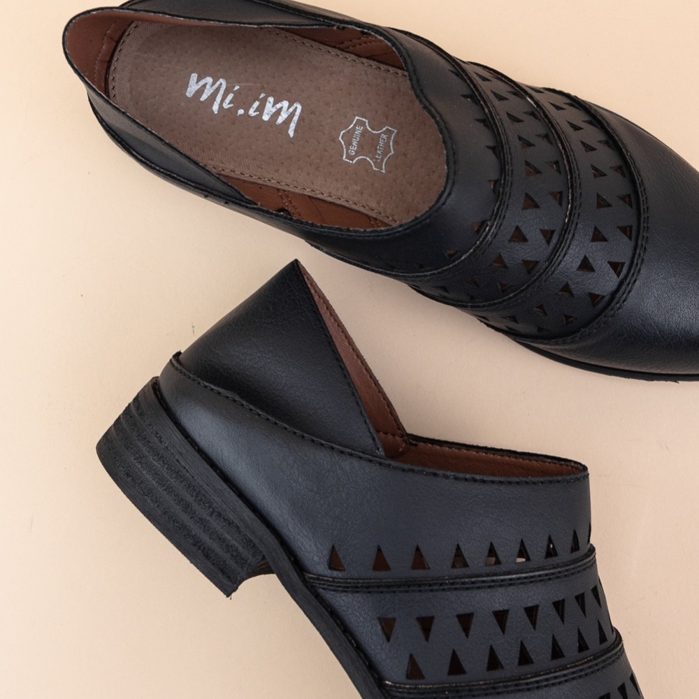 Mi.iM "Stella" Triangle Cut Design Loafers--Black - Picture 6 of 6